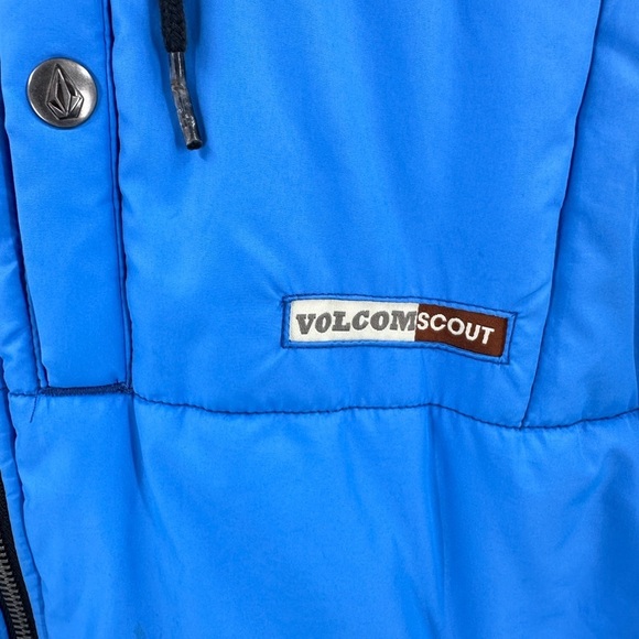 Volcom Scout Mens Puffer Jacket Size M Blue Full Zip Colorblock Hoodie Coat Vtg - Picture 2 of 11